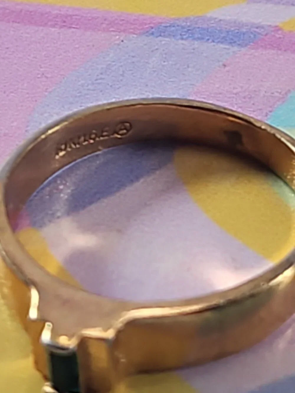 18k HGE Gold-Plated Men's Ring, Size 8.5 Emerald Band Style